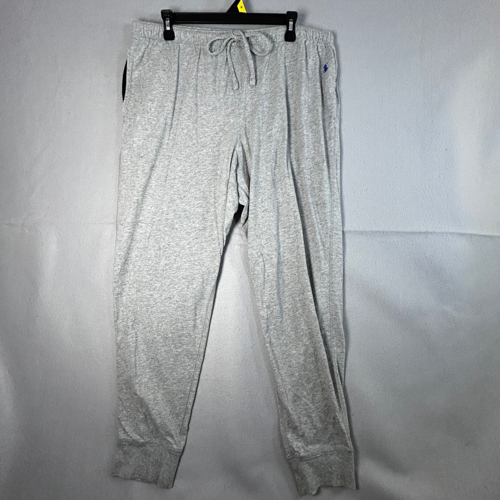 Polo Ralph Lauren Mens XL Gray Cotton Jogger Sleep Lounge Pants Blue Pony Logo